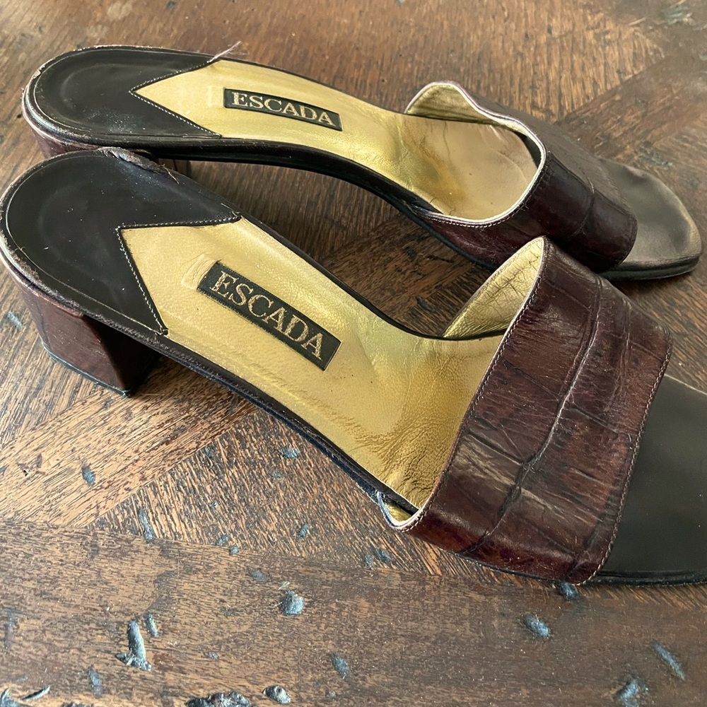 Escada Brown patterned Leather Mules
